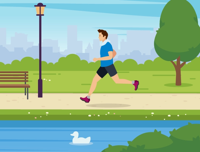 外気温の低い道を選んで、快適にランニング